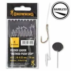 Browning Feeder Leader – Method Push Stop – Barbless – Verschillende Maten